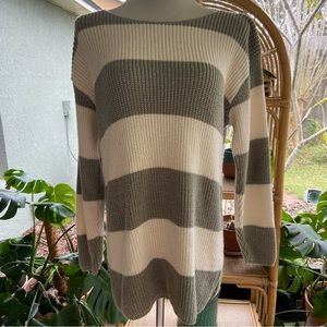 Vintage St.Johns Bay Cotton Oversized Sweater cream and sage